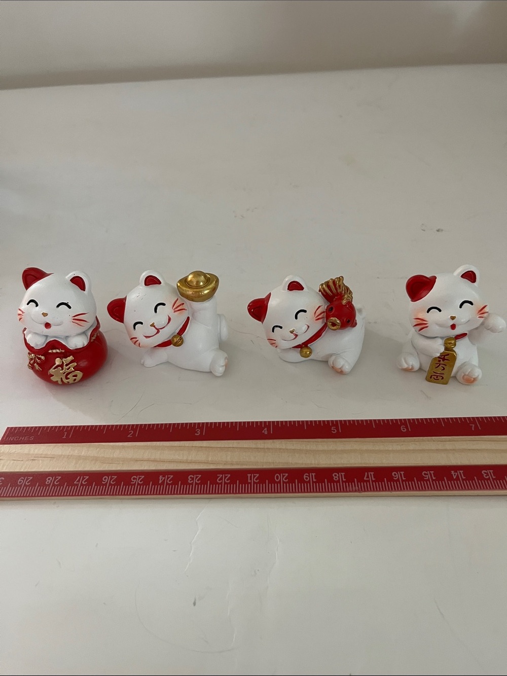 4 Good Luck Japanese Kittys  Neko Maneki with good luck symbols